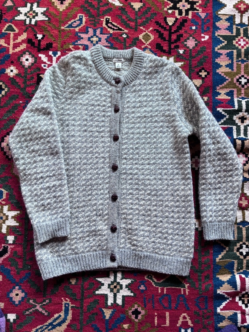 LL Bean Birdseye cardigan M